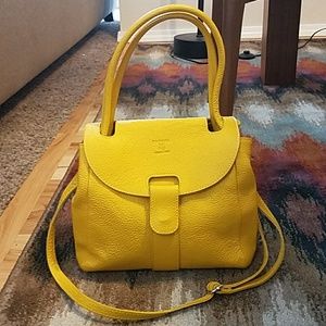 Zagara Yellow Leather Satchel Bag made in Italy